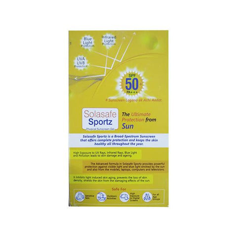 SOLASAFE SPORTZ PHYSICAL SUN SCREEN GEL SPF 50